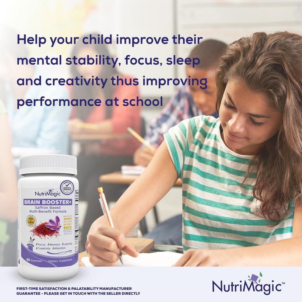 NutriMagic Brain Booster+ label detail emphasizing clean, allergen-friendly ingredients.