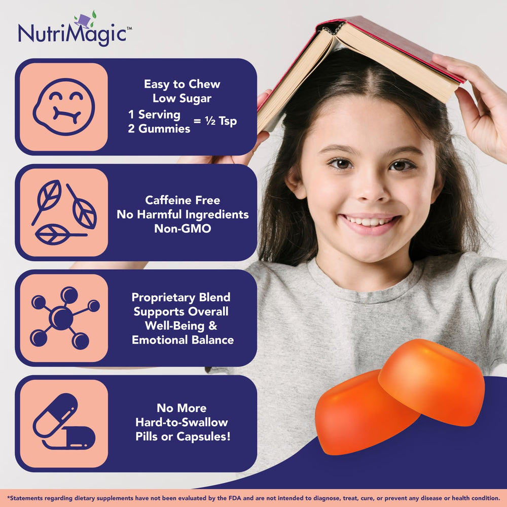Five-calorie NutriMagic gummies in a kid-friendly format.