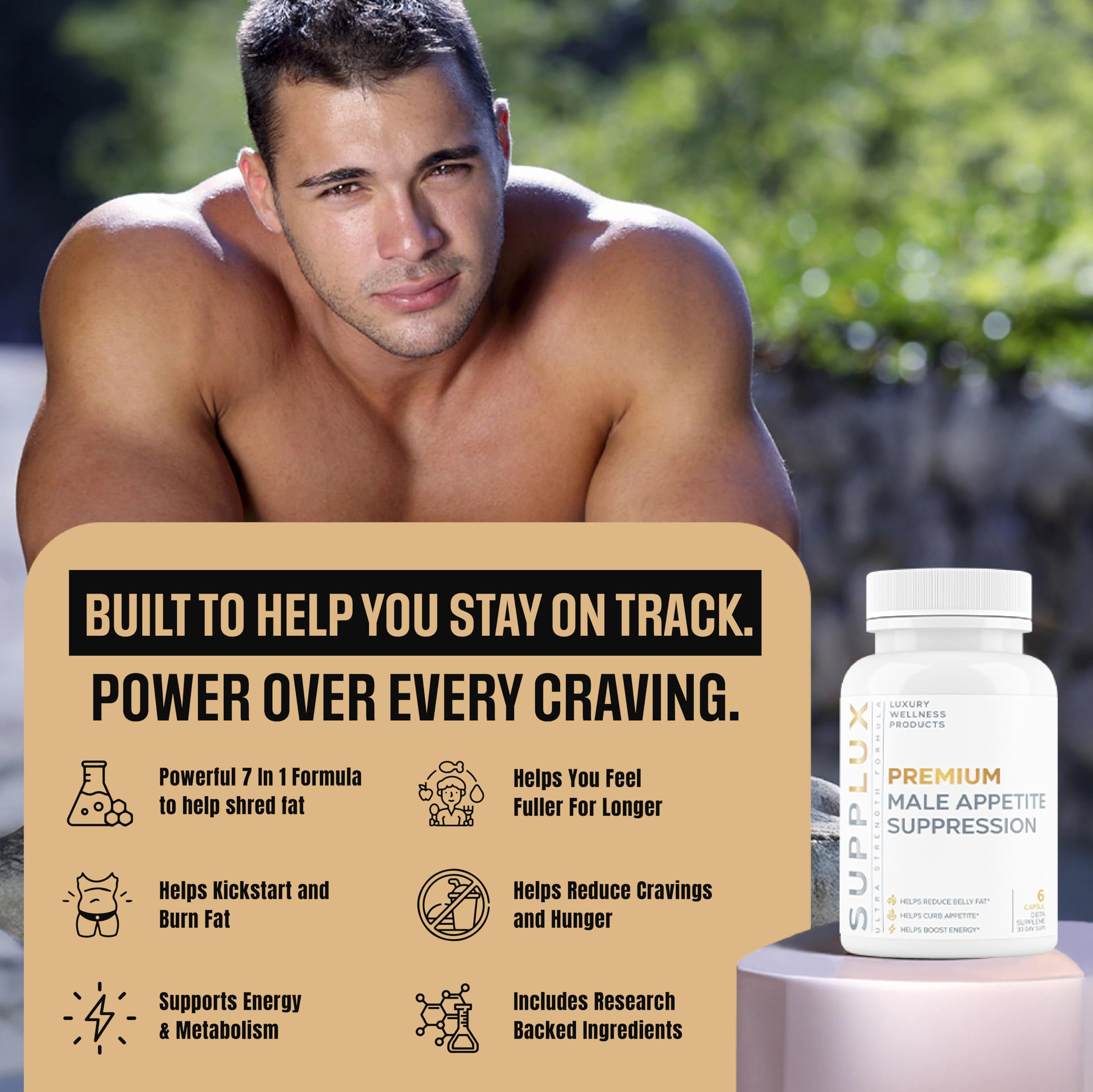 Nutrimend IQ Premium bottle beside a healthy meal suggests portion control.