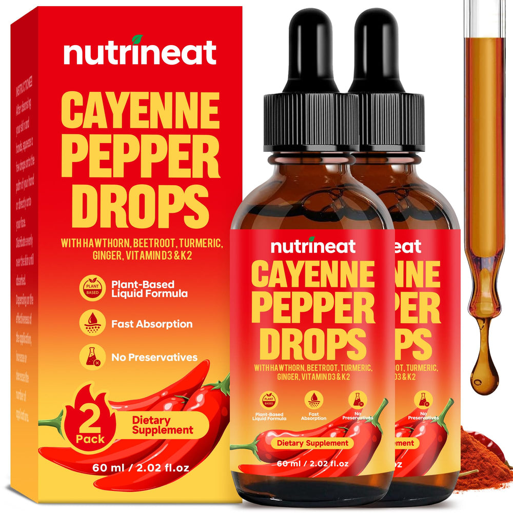 NutriNeat Cayenne Pepper Drops 2-pack bottle for convenient daily wellness