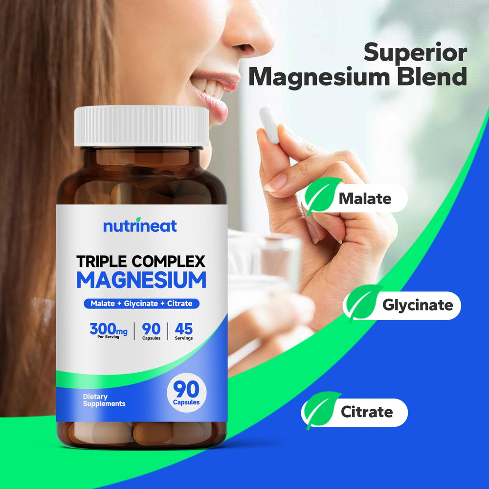 NutriNeat capsules close-up highlighting the high-absorption magnesium blend.