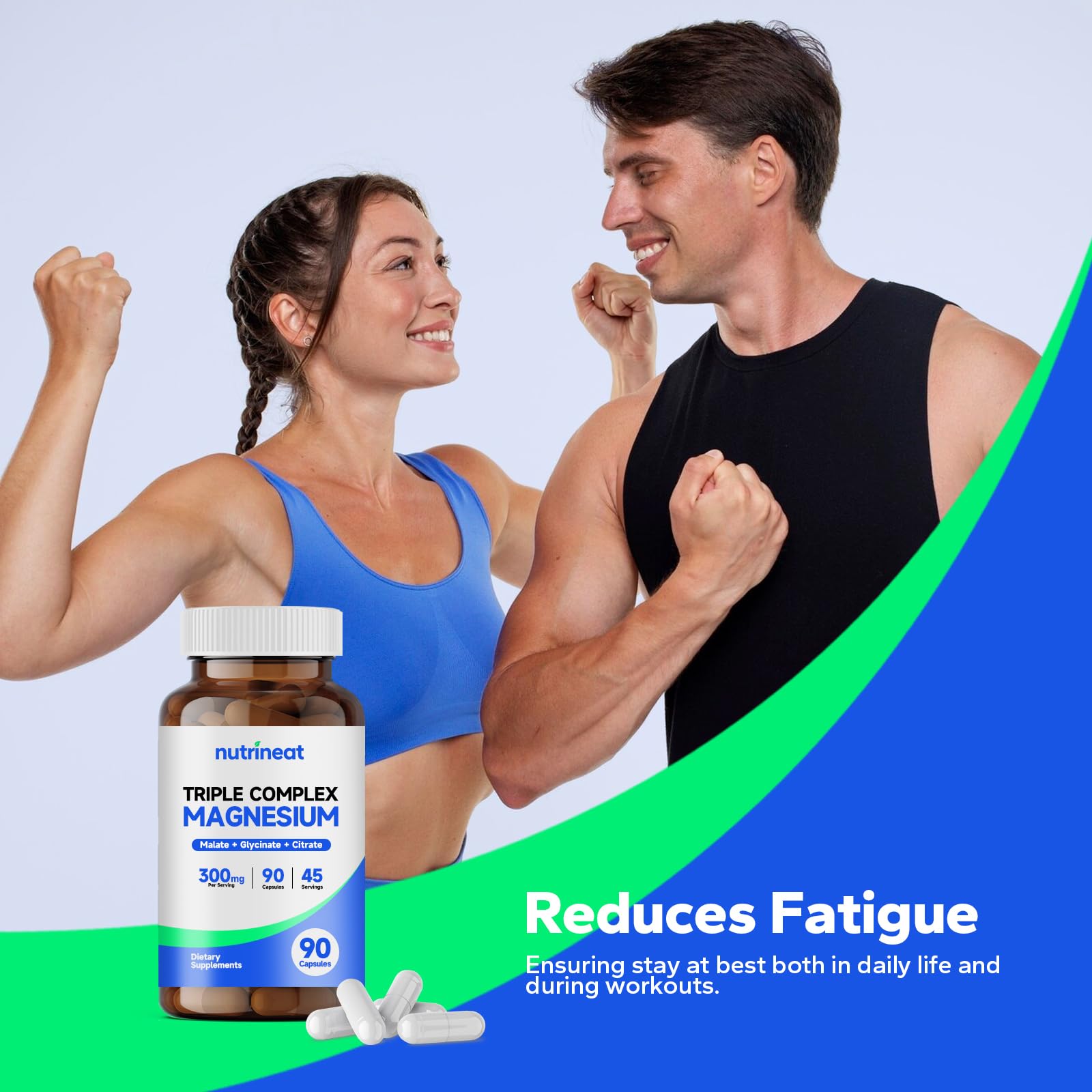 Vegan, non-GMO NutriNeat magnesium supplement packaging on display.