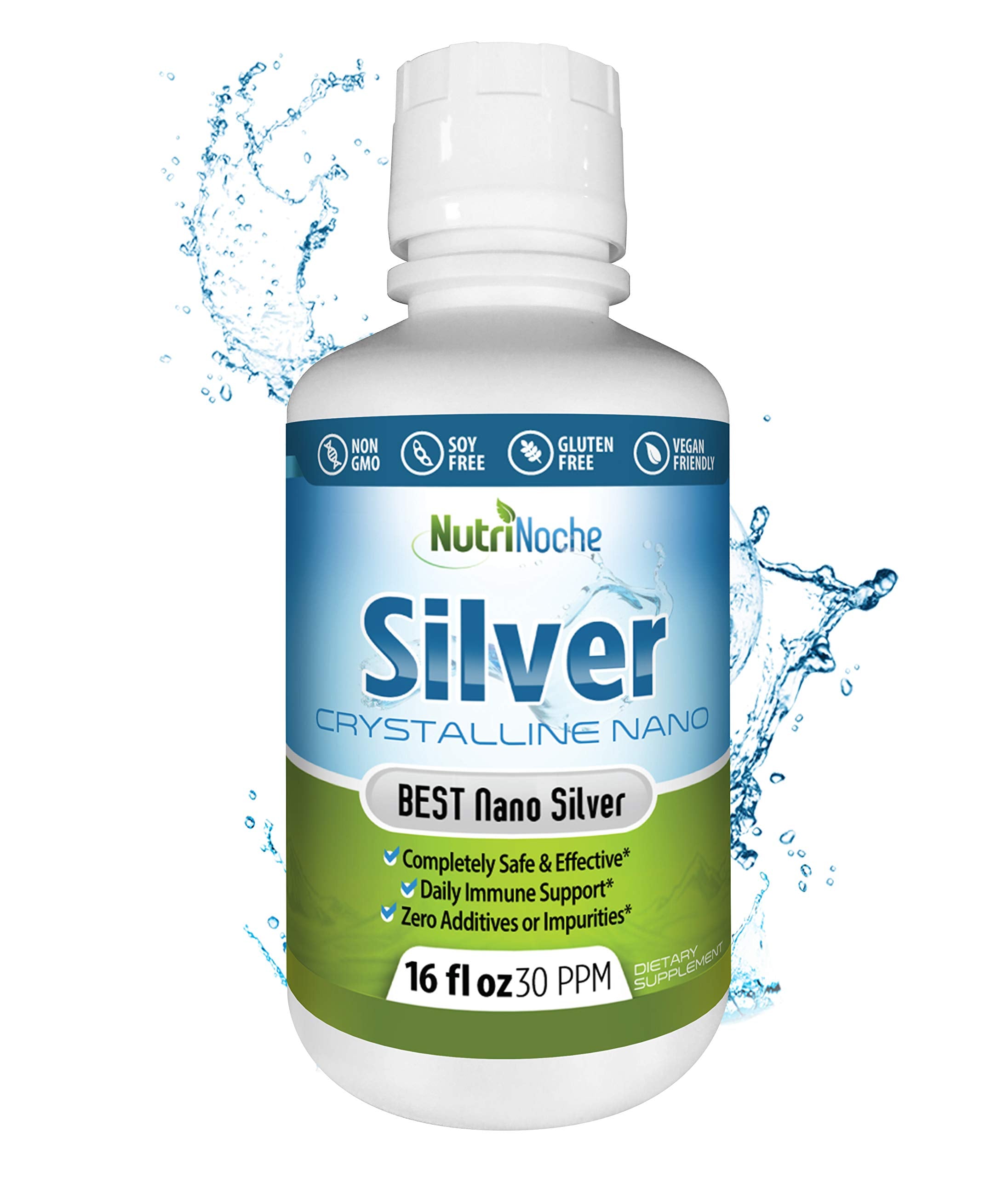 NutriNoche colloidal silver bottle with ultra-pure nano silver solution for premium quality.