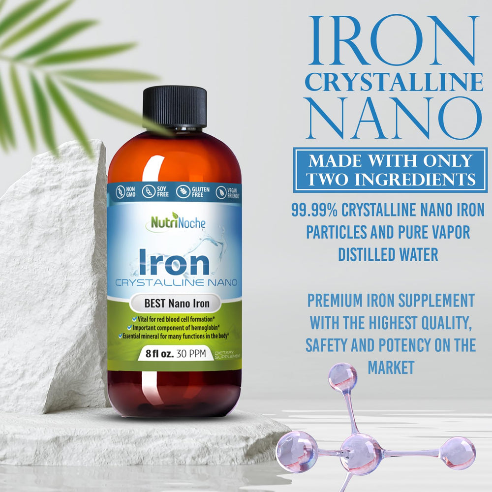 NutriNoche Liquid Iron drops for sublingual use demonstrating easy administration.