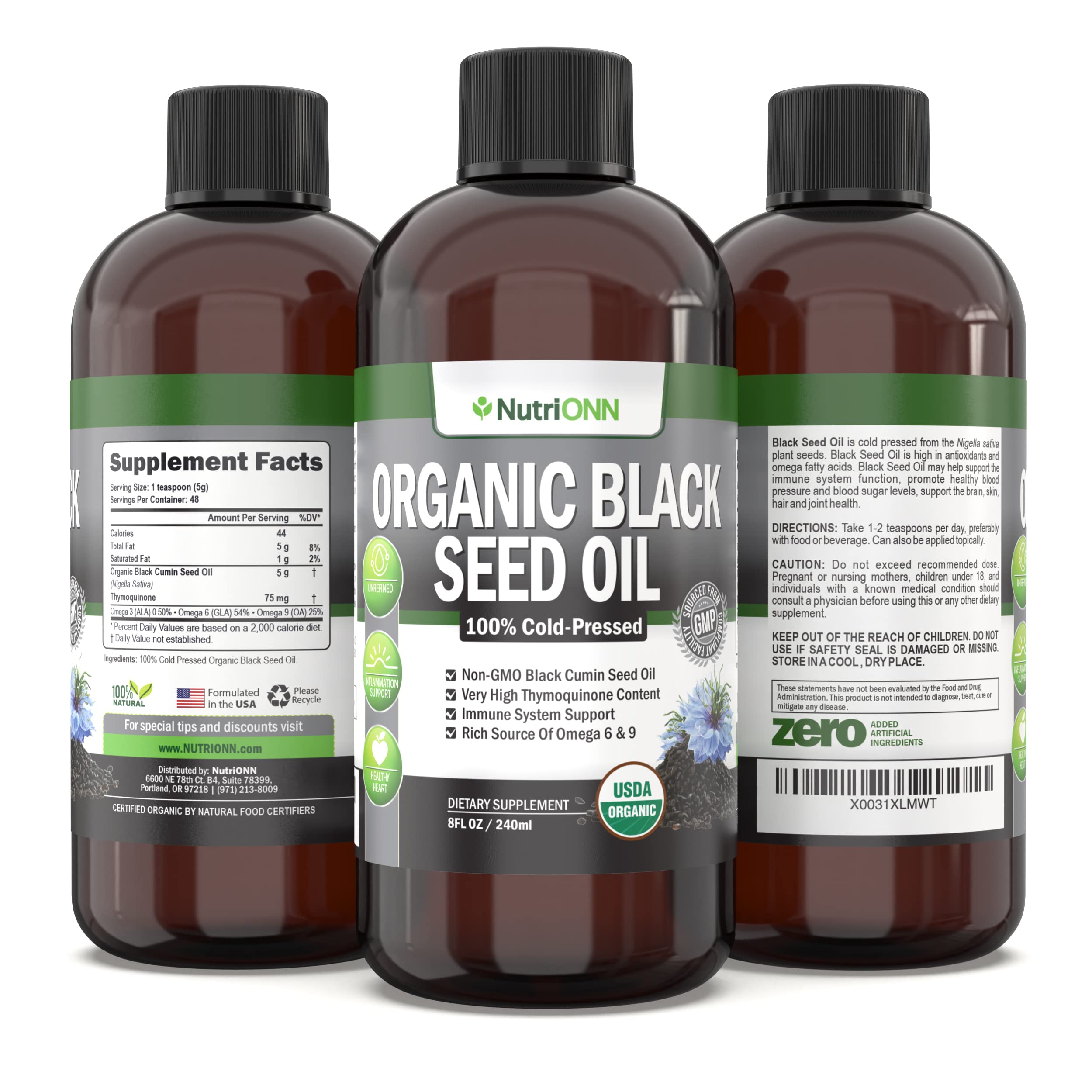 NutriONN Black Seed Oil ready to blend into smoothies.