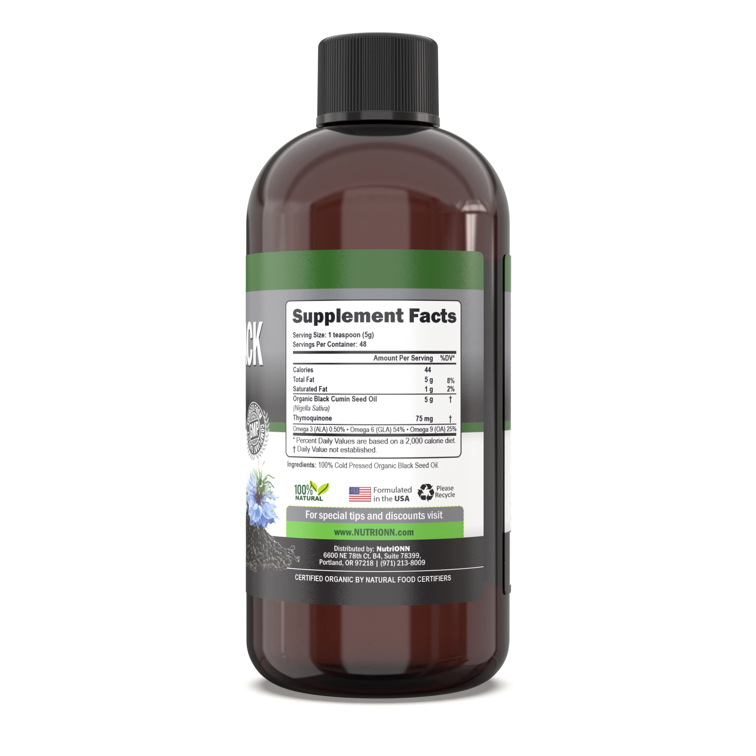 NutriONN Black Seed Oil pour with dropper for easy application.