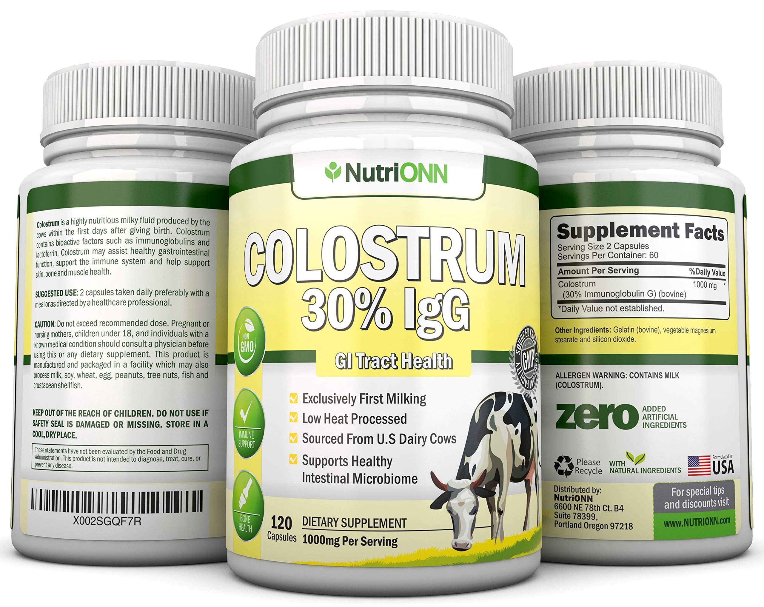 Low heat processing badge on NutriONN Colostrum for bioavailability.
