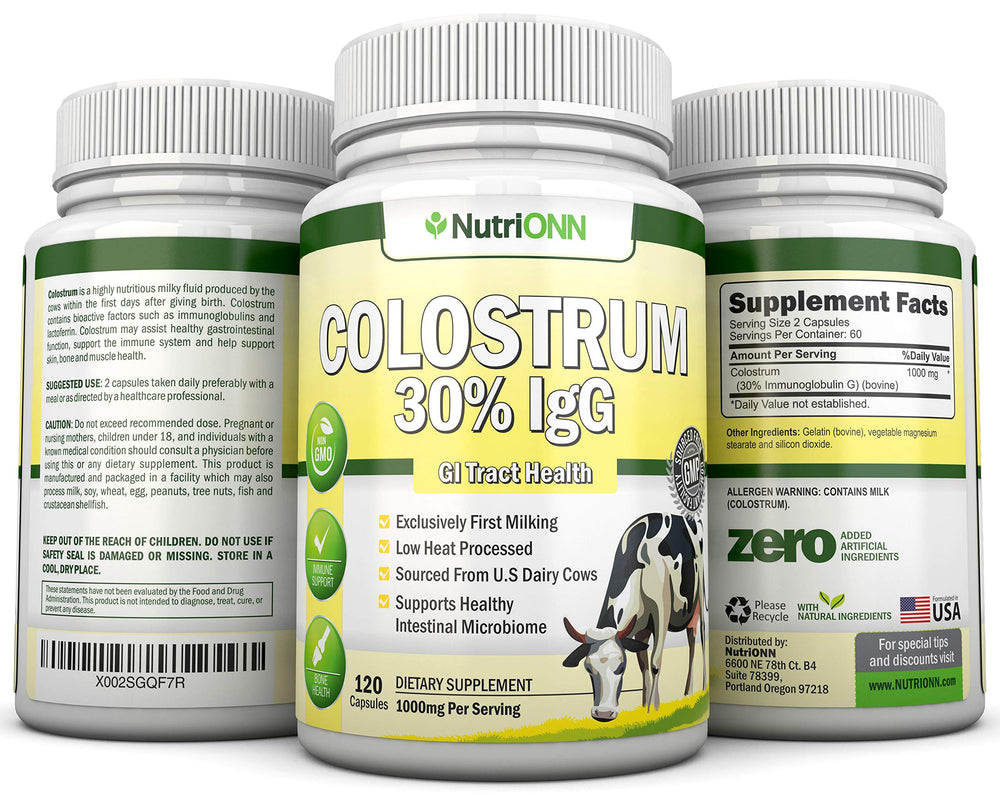 Low heat processing badge on NutriONN Colostrum for bioavailability.