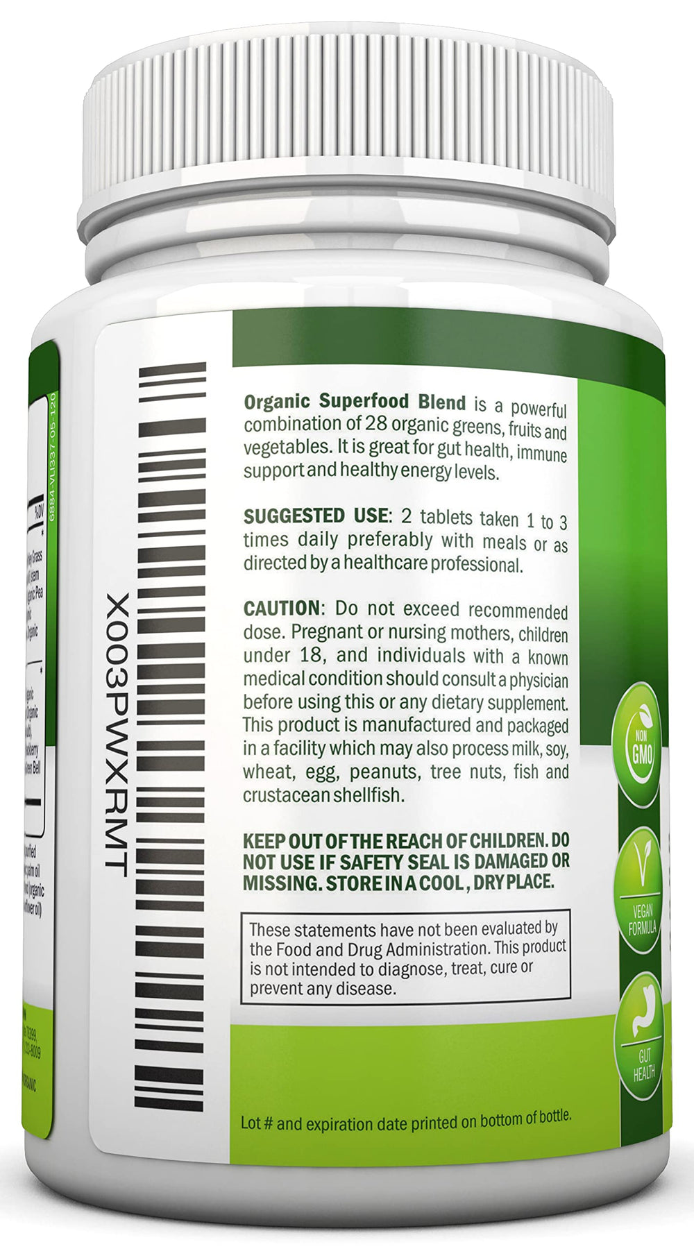 NutriONN Organic Super Greens capsules supporting digestion and energy.