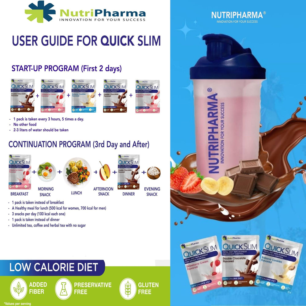 NUTRIPHARMA Quick Slim gluten-free certification badge on packaging