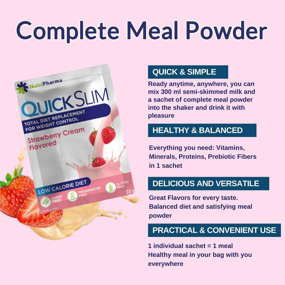 NUTRIPHARMA Quick Slim on-the-go bag beside a gym bottle