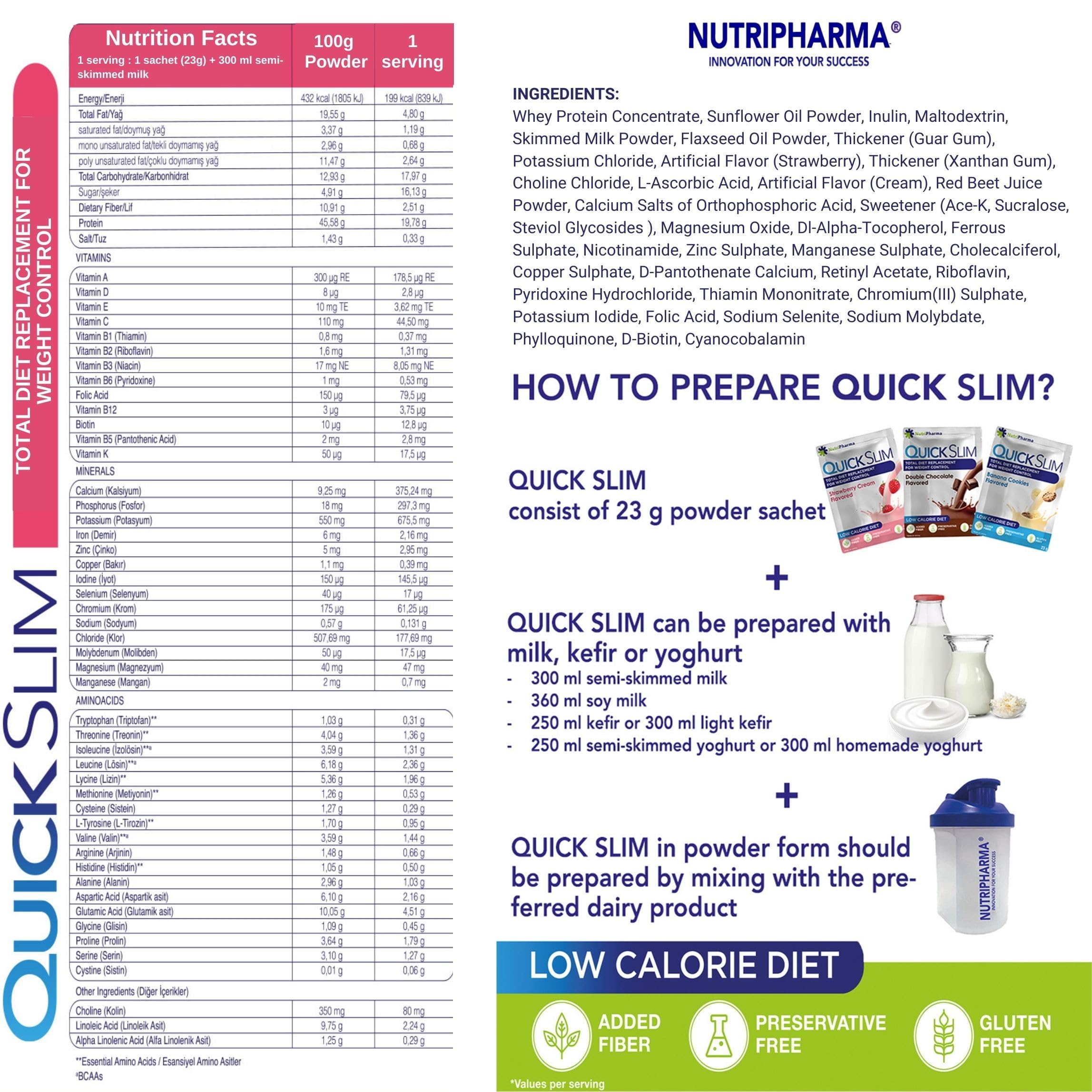 NUTRIPHARMA Quick Slim strawberry cream flavor visual