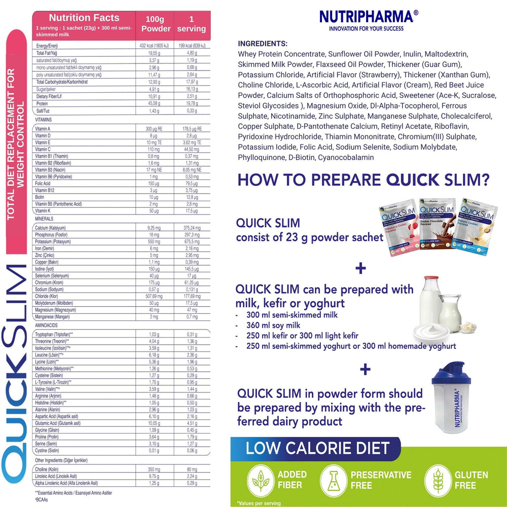 NUTRIPHARMA Quick Slim strawberry cream flavor visual