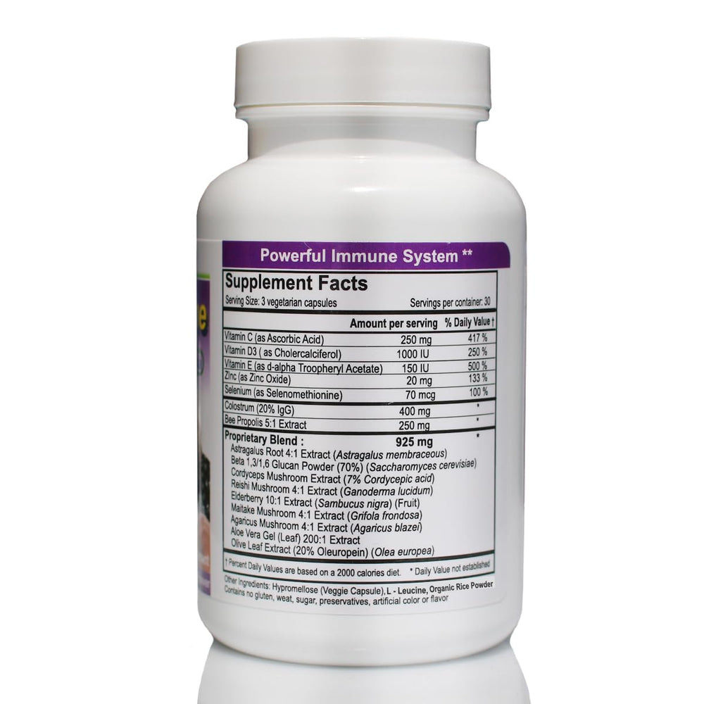 Nutripia Powermuno elderberry capsules close-up promoting seasonal wellness.