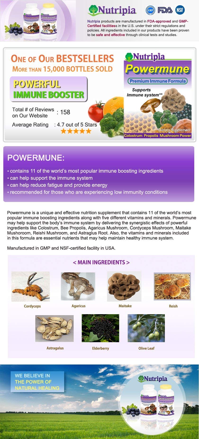 Nutripia Powermuno propolis and mushroom capsules show a potent blend for resilience.
