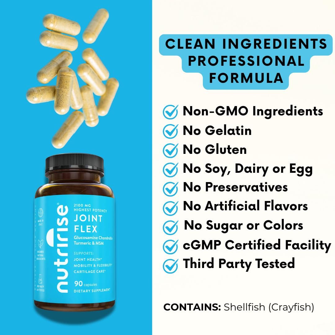 NutriRise Joint Flex bottle pour shot suggesting easy daily intake.