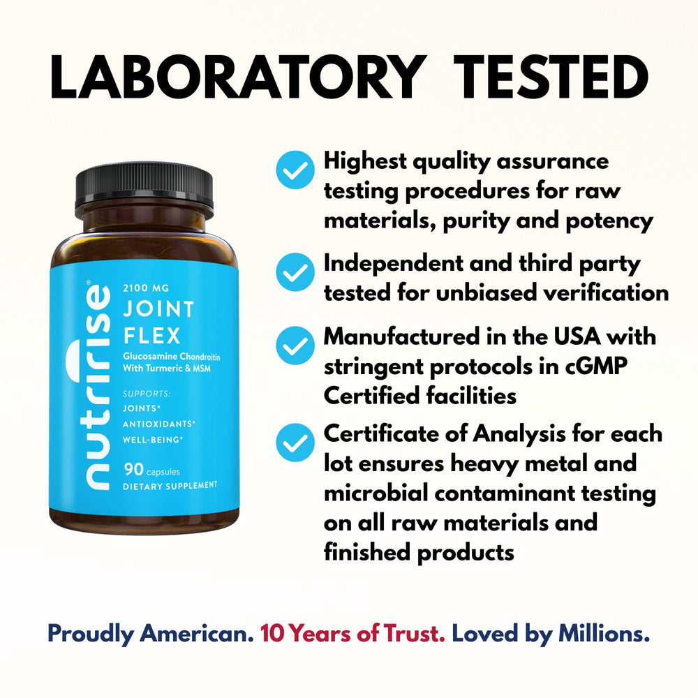 NutriRise Joint Flex label close-up showing glucosamine content.