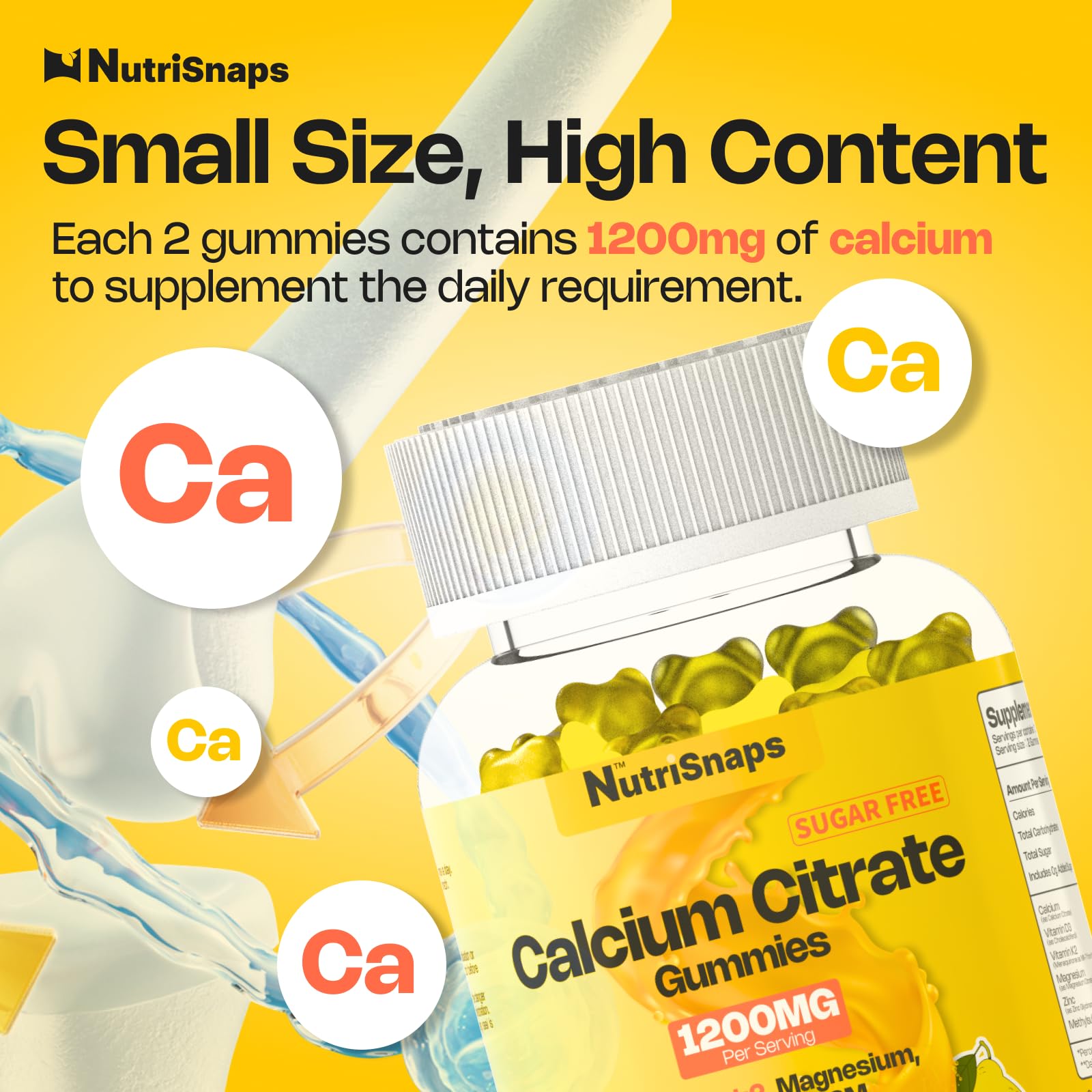 Nutrisnaps vegan calcium gummies on a tray with lemon flavor