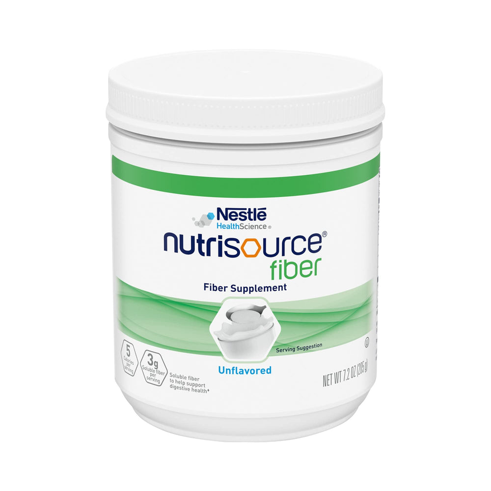 Nutrisource Fiber Powder jar shows an easy fiber boost for drinks and meals