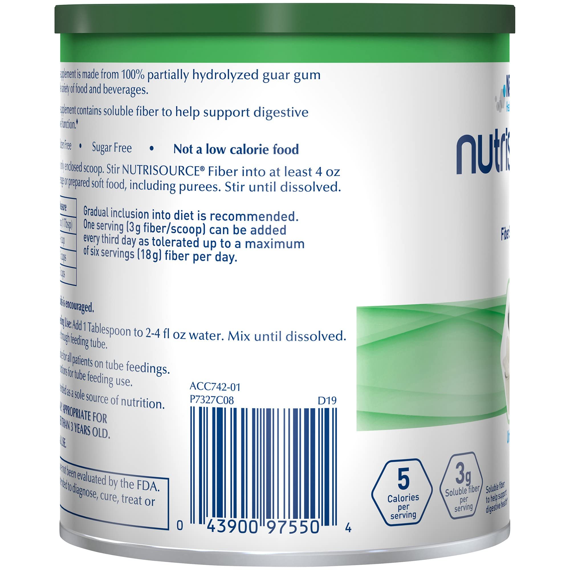 Nutrisource Fiber Powder packaging indicating a 4-count set