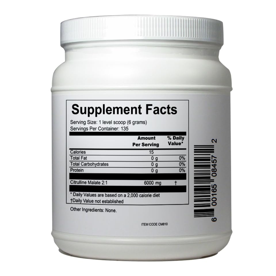 NutriStand Citrulline Malate container shows high purity and easy dosing.