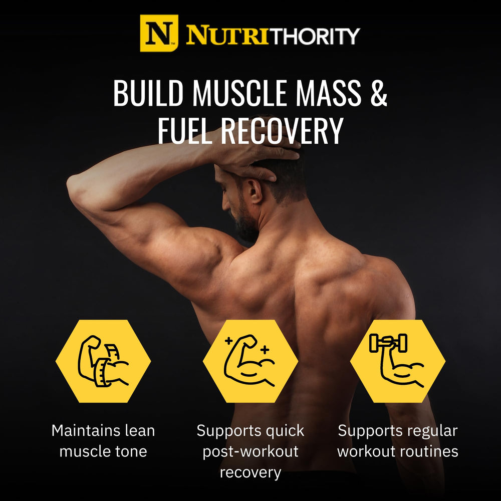 Nutrithority Isothority label close-up emphasizing 26 g protein per serving.