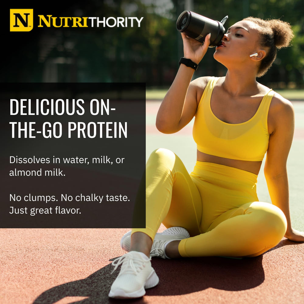 Nutrithority Isothority macro info card notes low carbs and BCAAs.