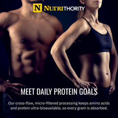 Nutrithority Isothority scoop with tub for simple daily protein intake.