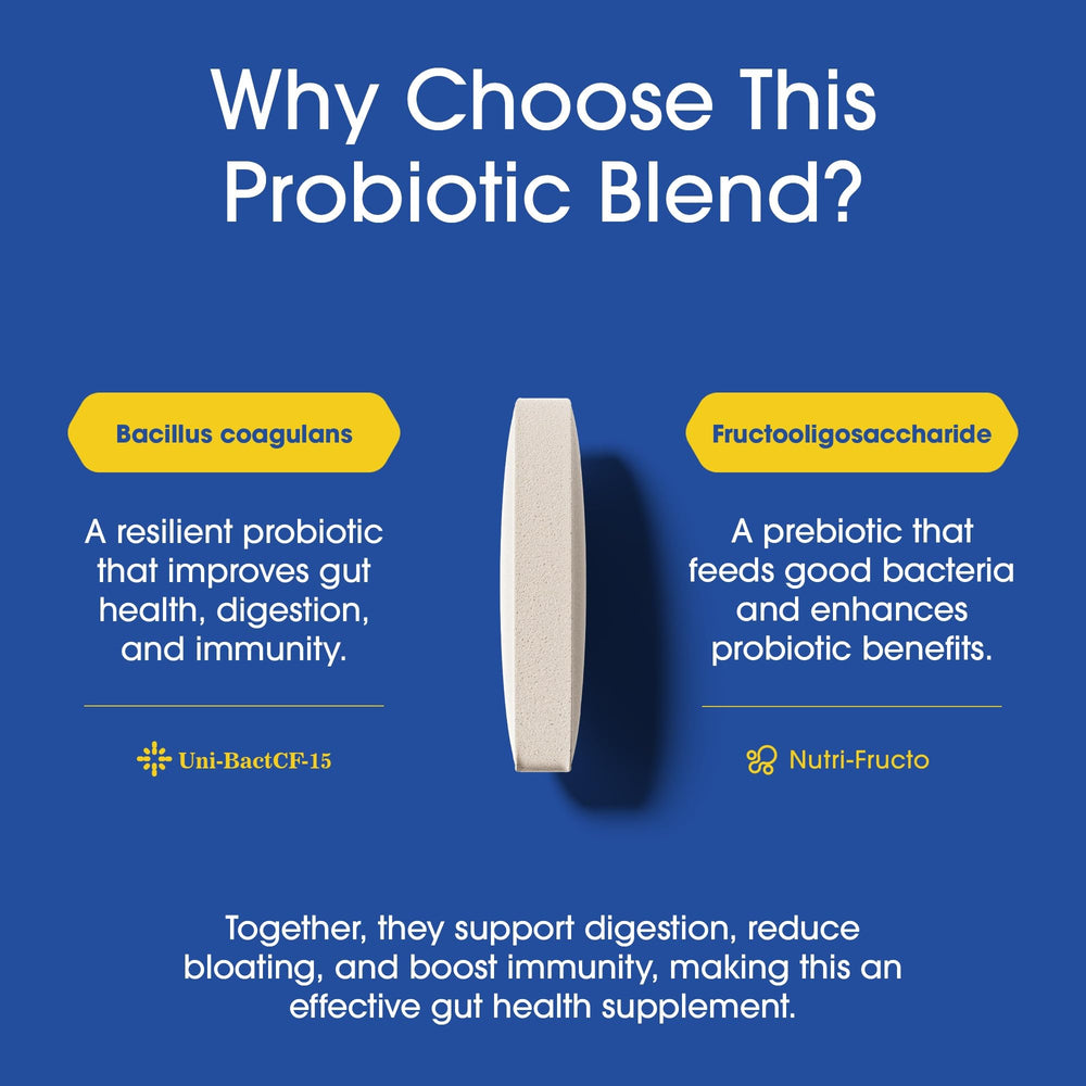 Nutrition Essentials Probiotics recyclable PETE bottle protects potency from heat and light.