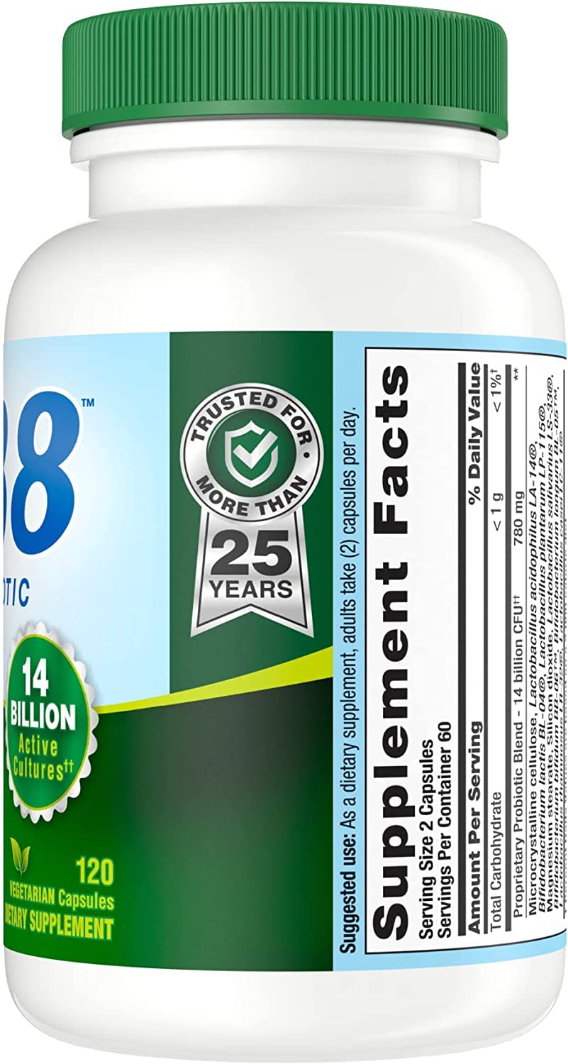 Nutrition Now Pb8 Acidophilus bottle label detail emphasizing vegetarian probiotic benefits and serving size.