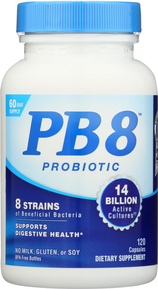 Nutrition Now PB8 probiotic acidophilus bottle front view supports daily digestive balance.