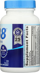 Nutrition Now PB8 probiotic acidophilus label closeup shows dosage details clearly.
