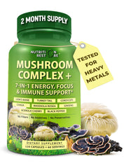Nutrition Restore Organic Mushroom Complex bottle with capsules for daily energy and immune support