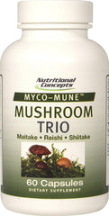 Nutritional Concepts Myco-Mune Mushroom Trio bottle highlighting antioxidant-rich mushrooms for everyday immune support.
