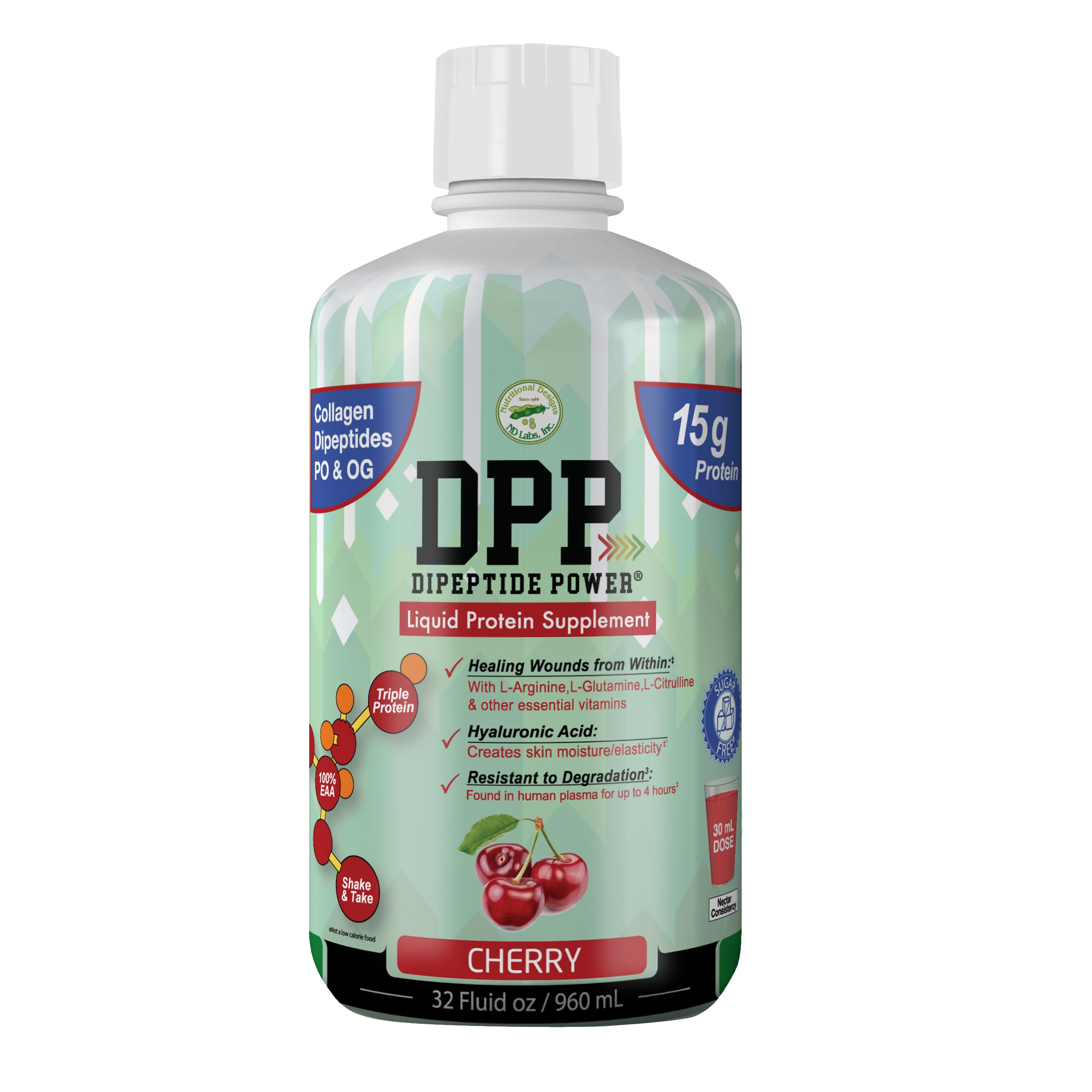 Nutritional Designs DPP Dipeptide Power bottle, convenient liquid protein for daily wellness