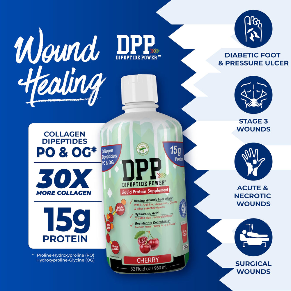 Nutritional Designs DPP Dipeptide Power on kitchen counter illustrating easy use