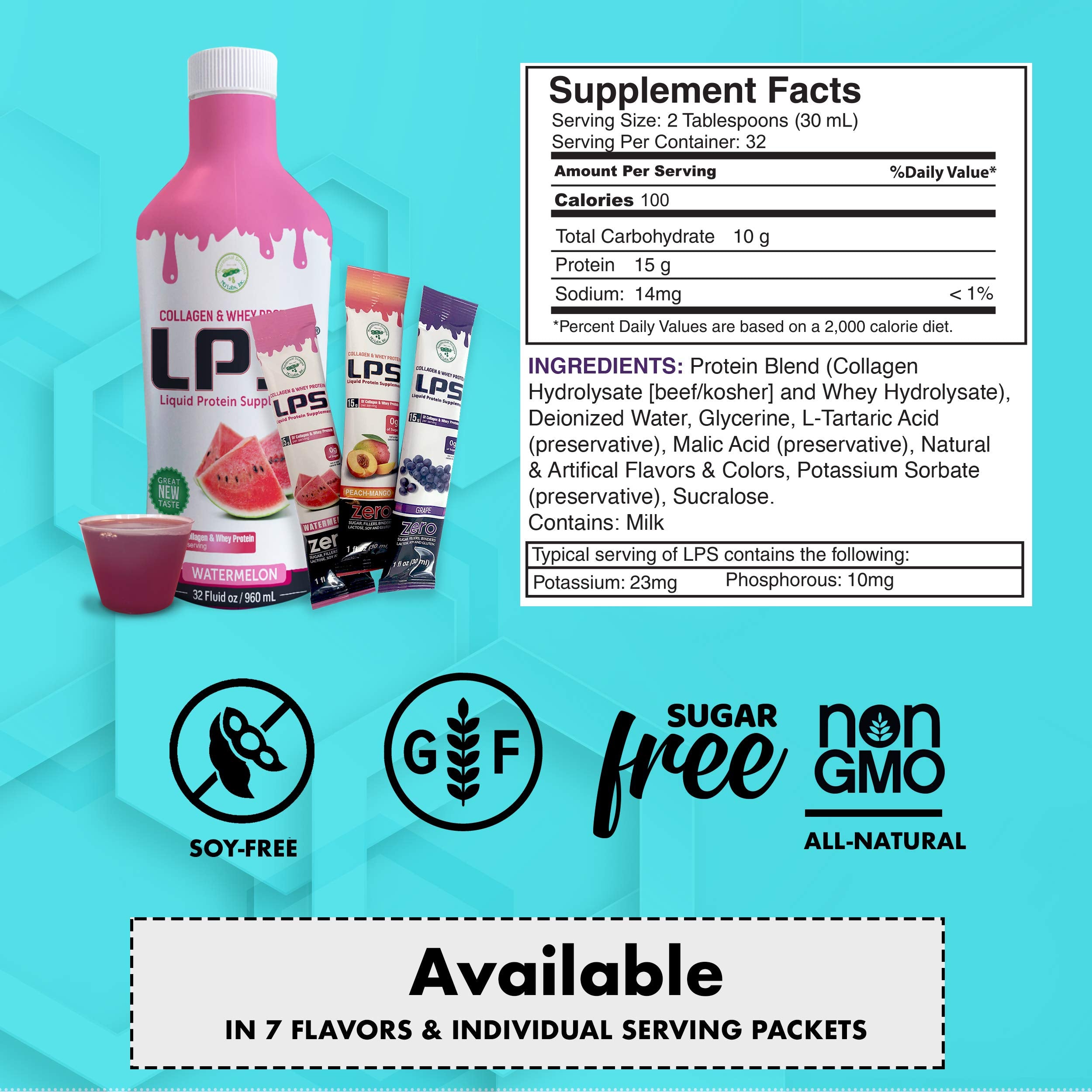Nutritional Designs LPS label highlighting non-GMO and dye-free formulation