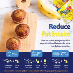 Nutritional Designs Nana Flakes close-up of banana flakes texture in packaging.