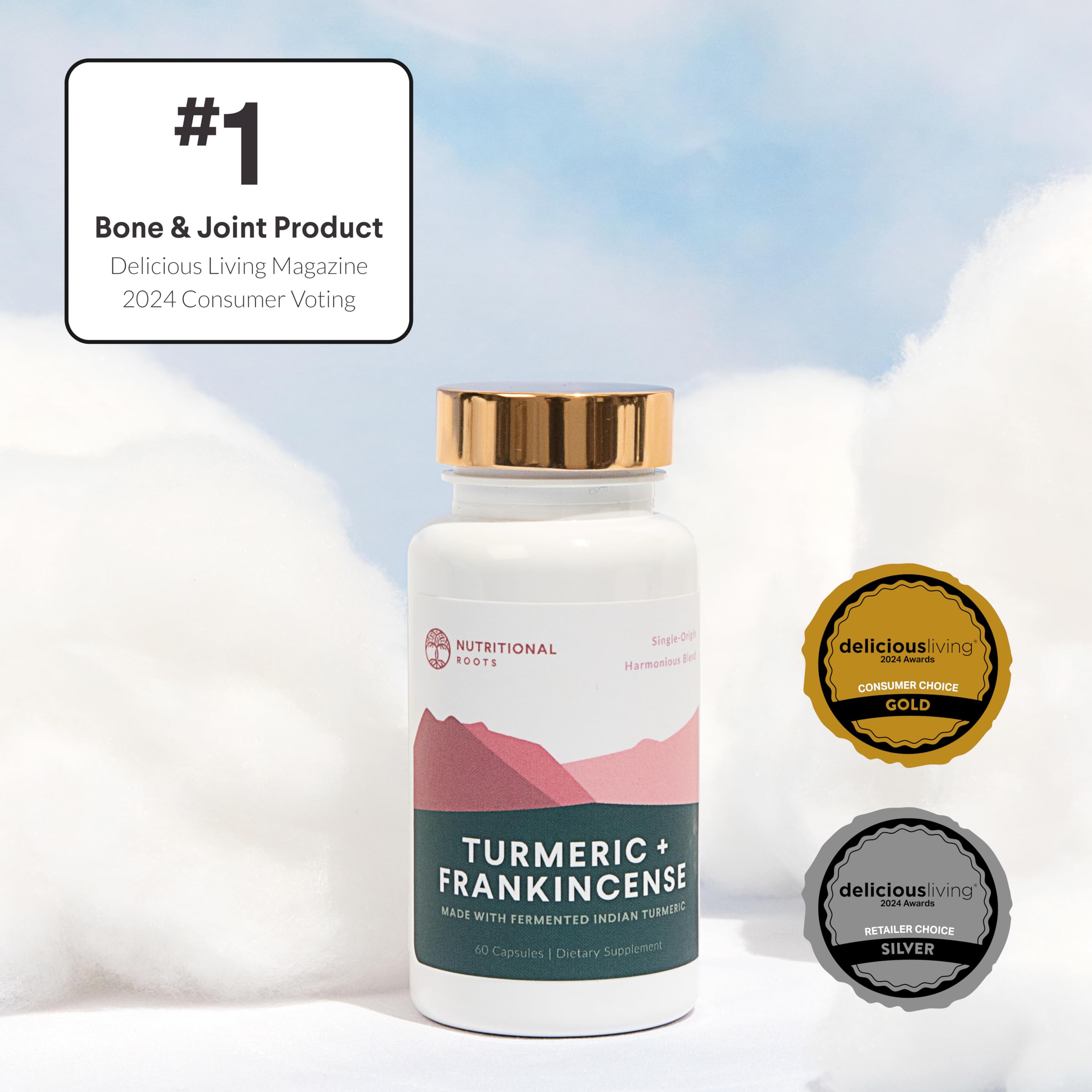 Nutritional Roots 60-capsule bottle; a convenient 1-month supply