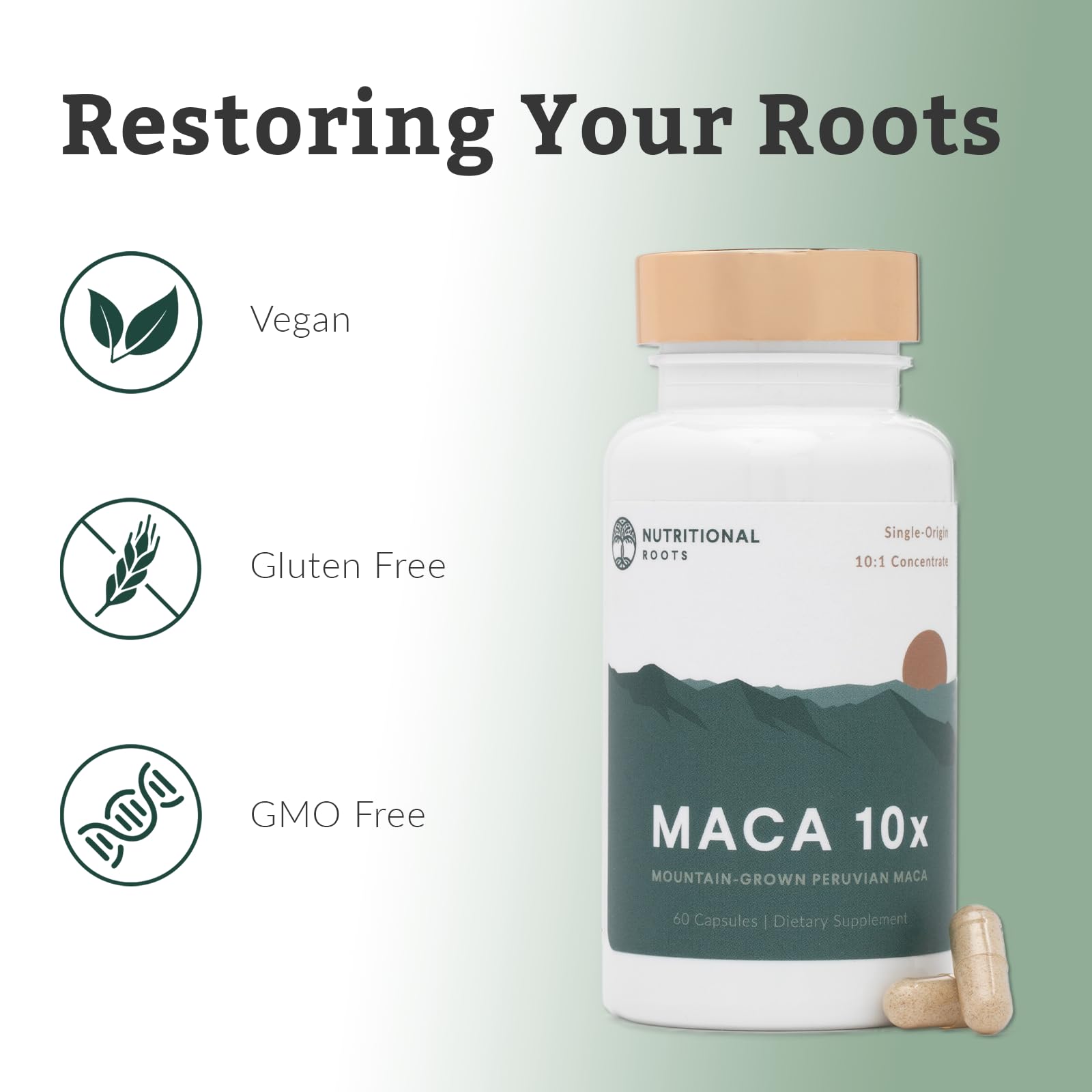Nutritional Roots gelatinized maca concentration, optimized absorption