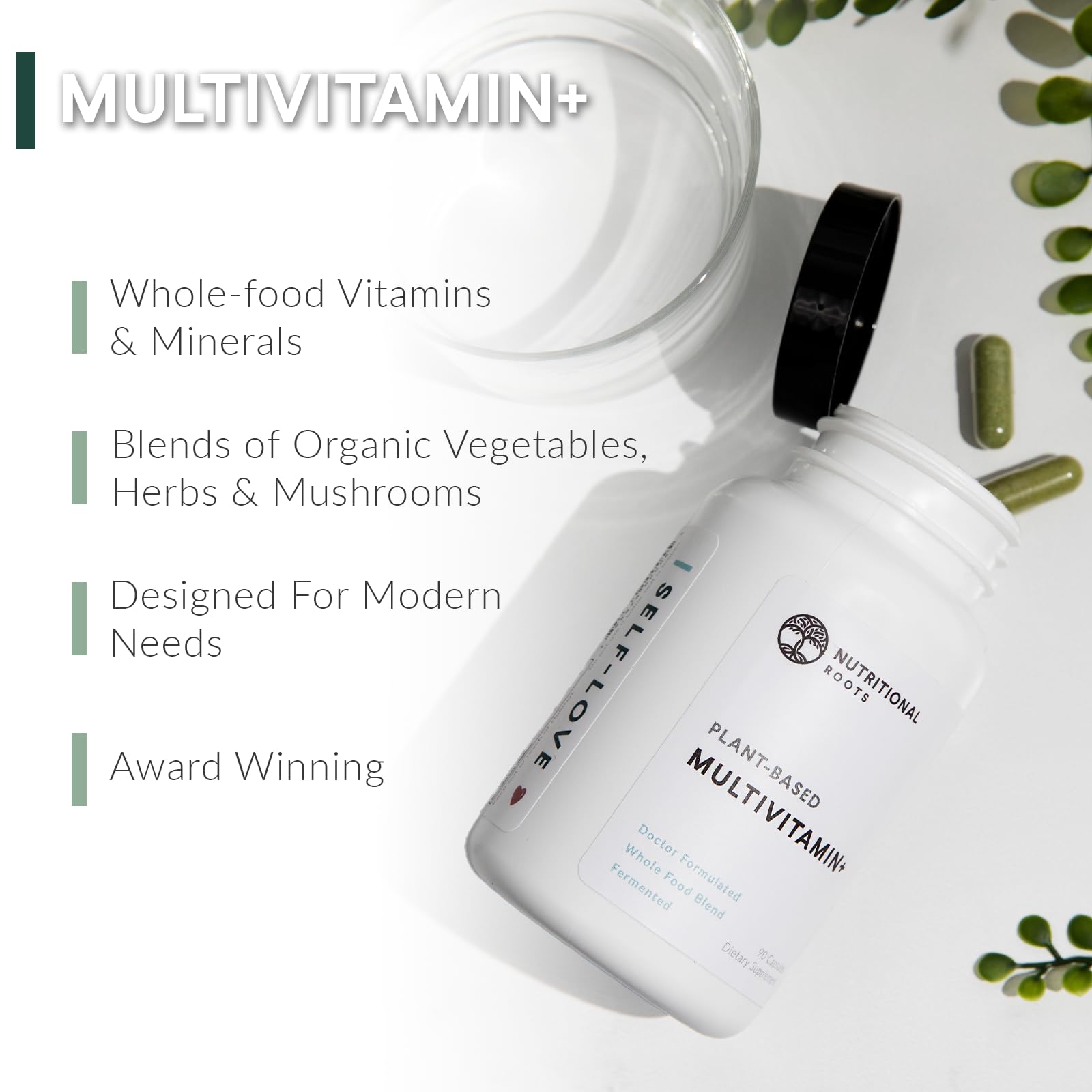 Nutritional Roots Multivitamin+ pour captures convenient daily use.