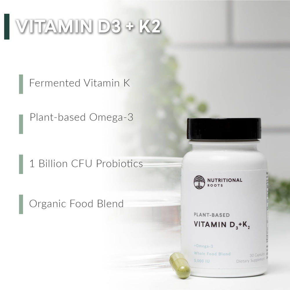Nutritional Roots probiotics bottle highlighting 1B CFU for gut health
