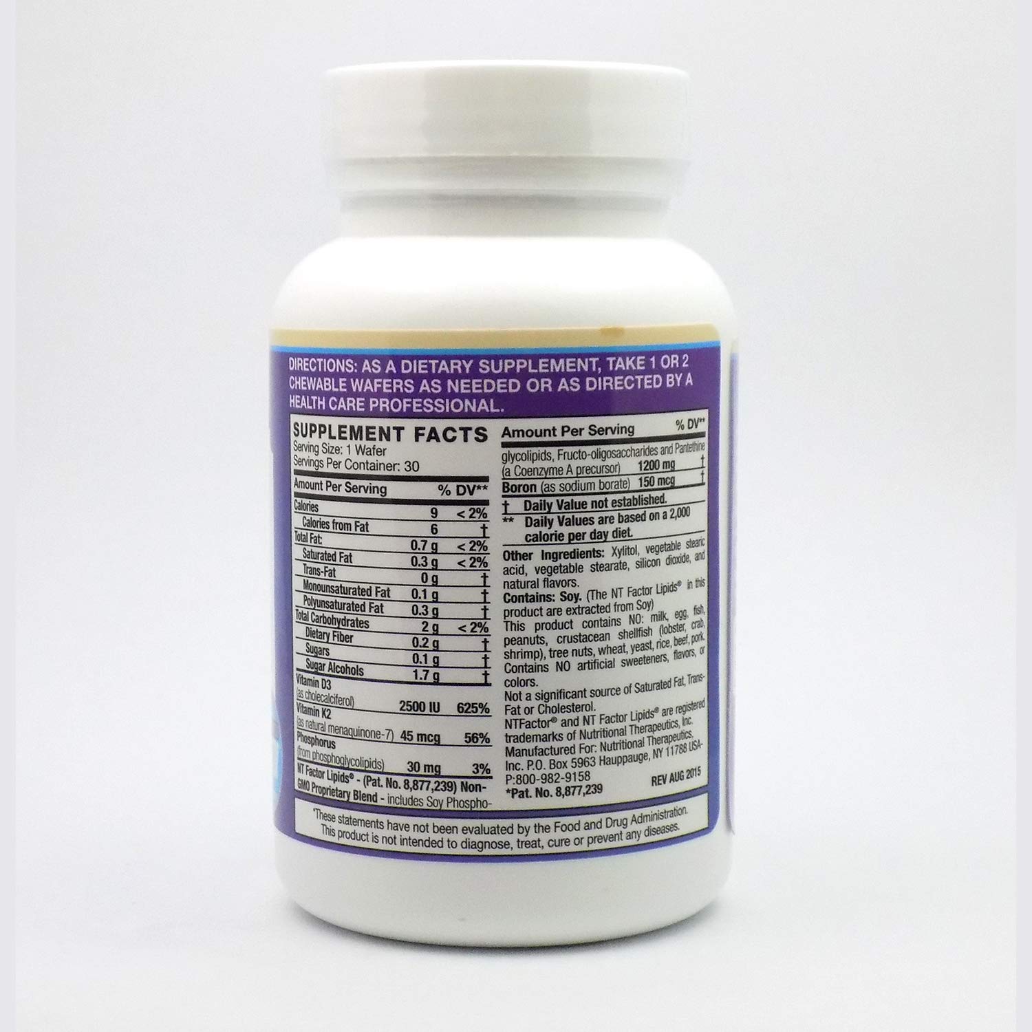 Nutritional Therapeutics D3/K2 NT Factor Vanilla wafers closeup highlighting the rich vitamin blend.