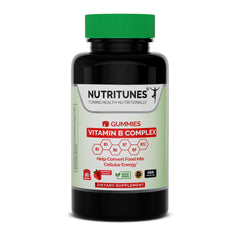 Nutritunes Vitamin B Complex Gummies bottle front for easy daily supplementation.