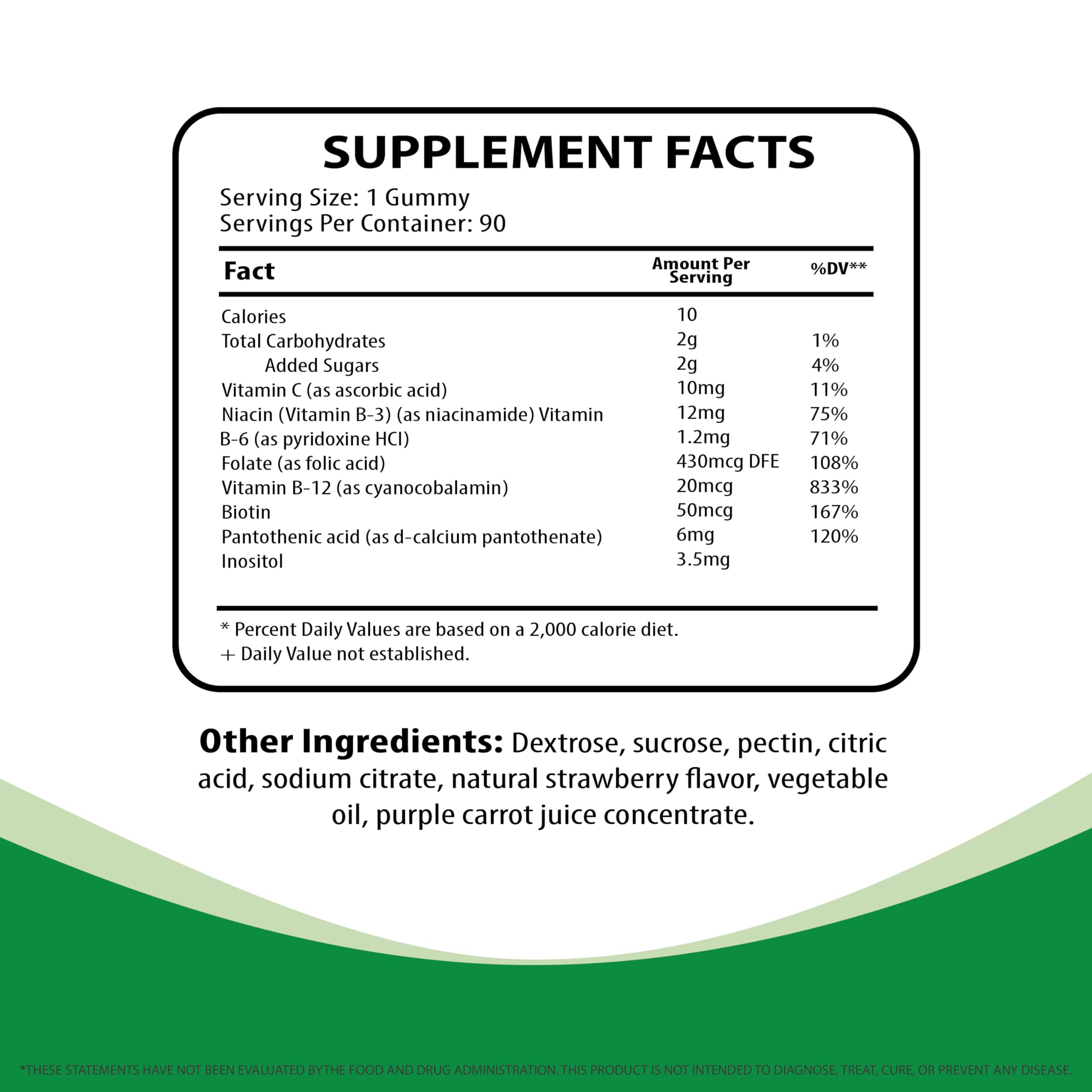 Nutritunes Vitamin B Complex Gummies vegan label close-up for clean nutrition.