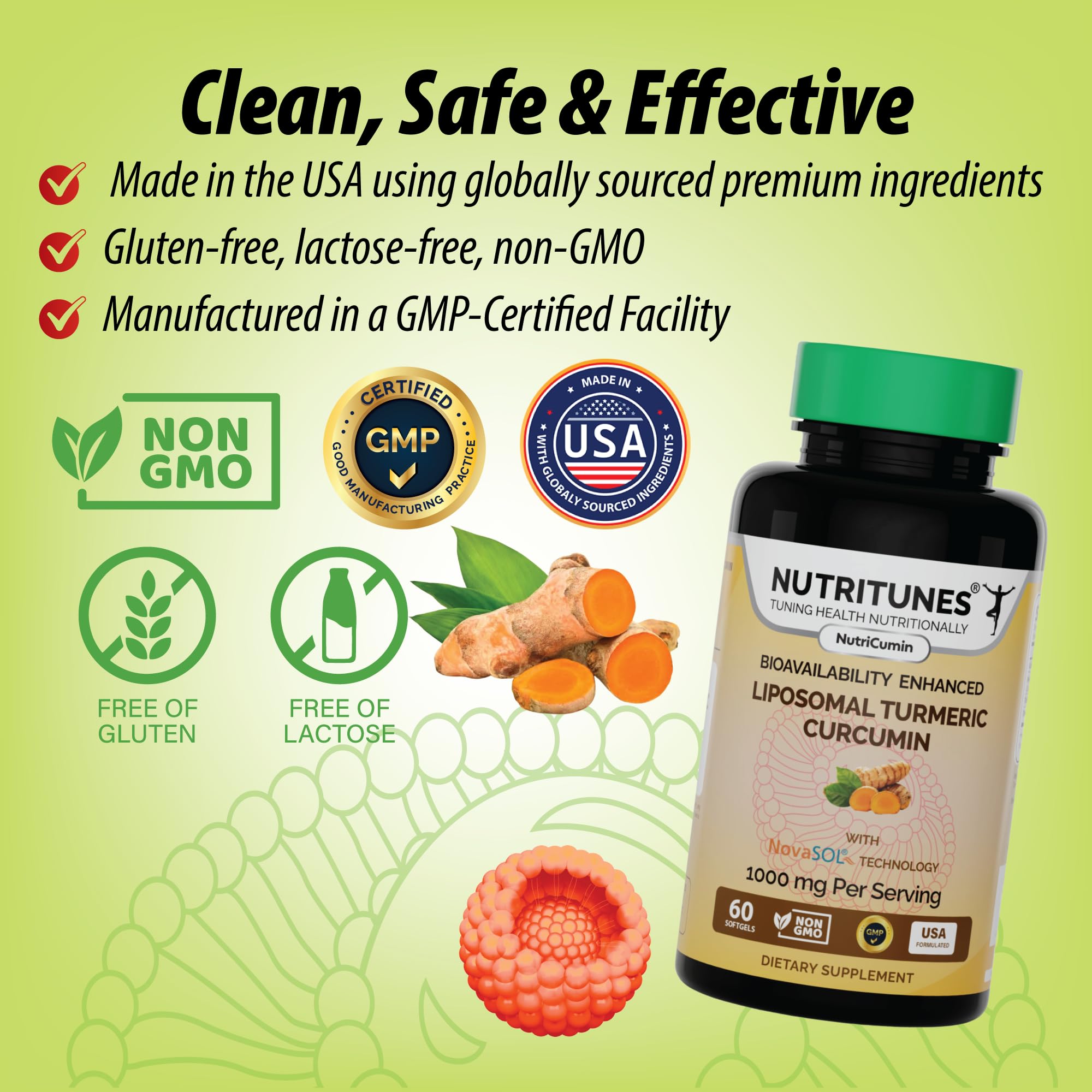 NutriTunes two softgels daily dosage offers convenient everyday use.