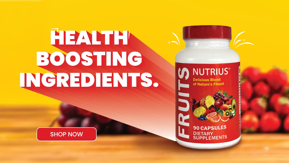 Nutrius Fruits Delicious Blend capsules close-up highlighting convenient fruit-based nutrition