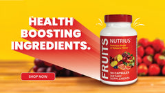 Nutrius Fruits Delicious Blend capsules close-up highlighting convenient fruit-based nutrition