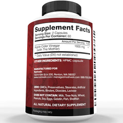 Nutrivein ACV capsules closeup showing Mother and vegan formula for gut balance