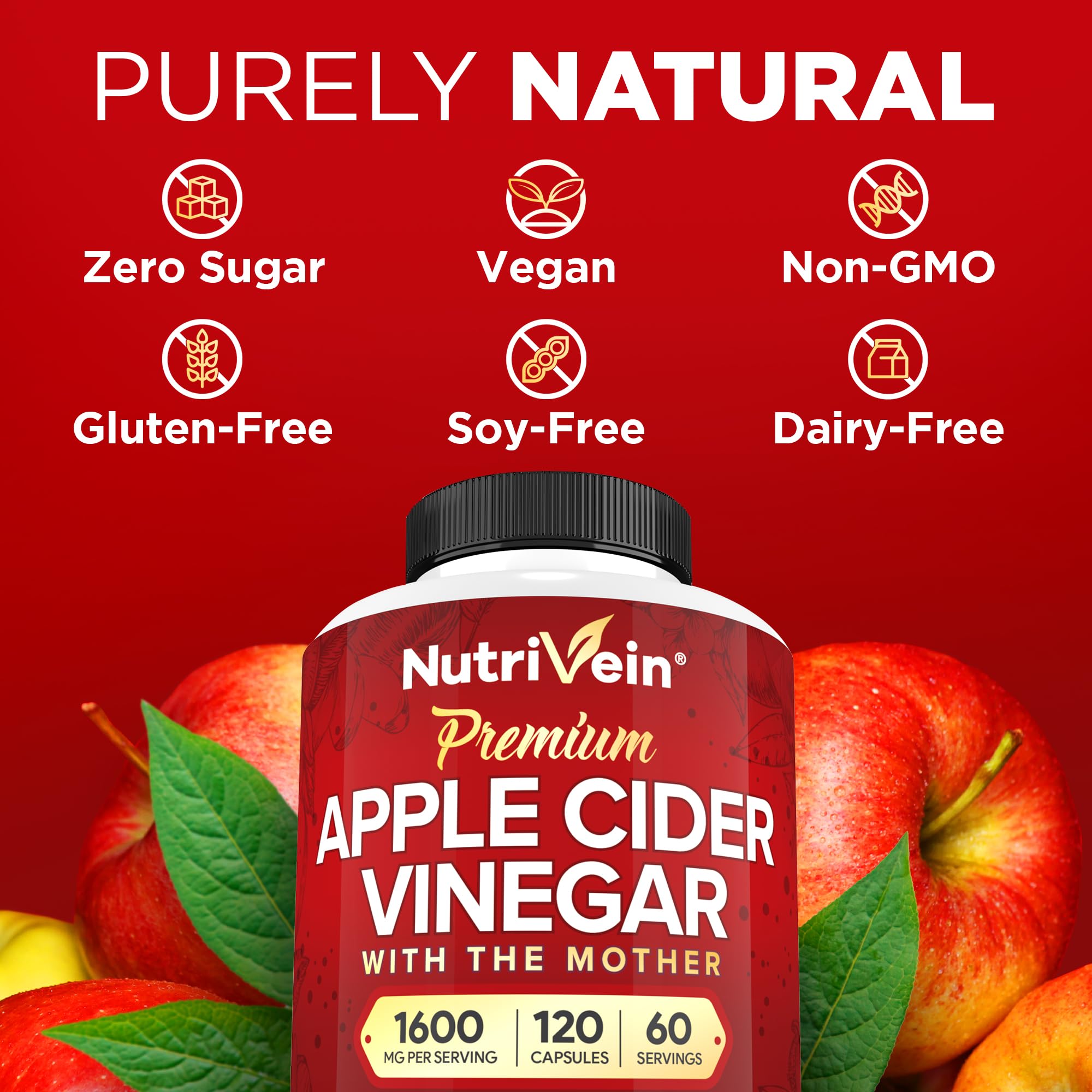 Nutrivein ACV made in USA badge suggests clean production standards